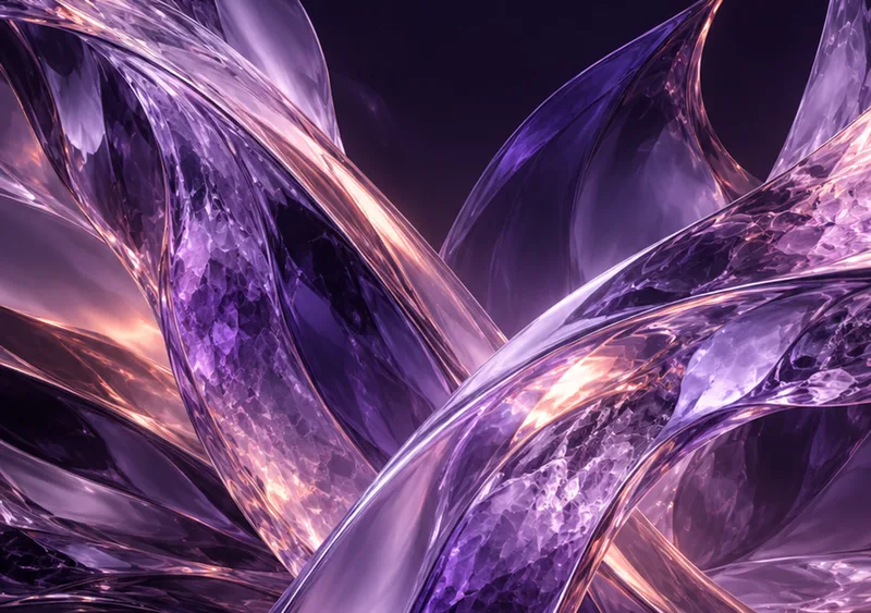 Amethyst glass folds glow with lavender edges and subtle coral reflections. — Inner Display