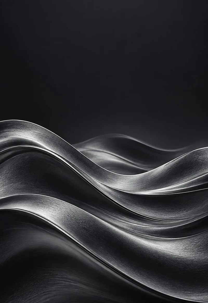 Layered graphite waves leave a calm charcoal sky above. — Cover Display