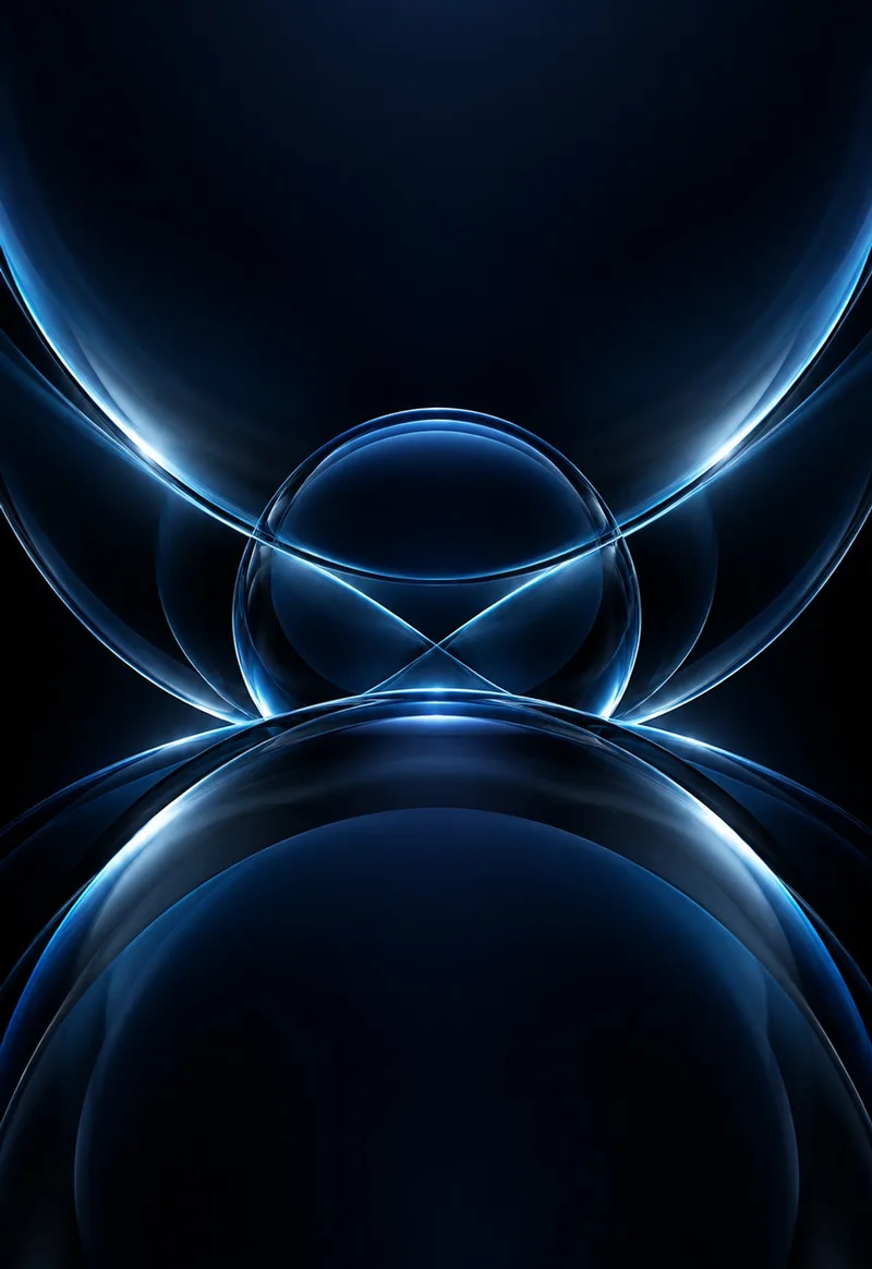 Blue glass curves emerge from the quiet of midnight. — Cover Display