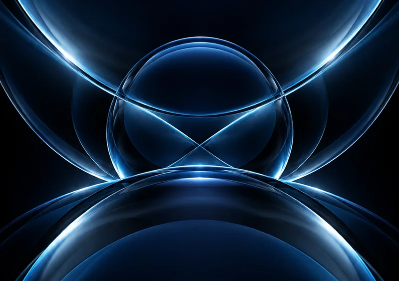Blue glass curves emerge from the quiet of midnight. — Inner Display