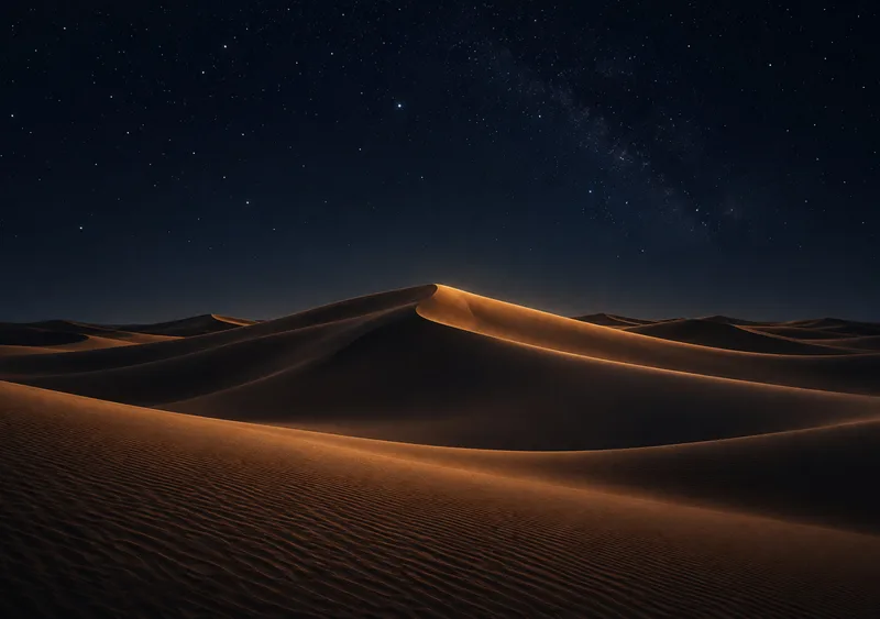 A bronze dune holds a fine amber edge beneath a quiet field of stars. — Inner Display