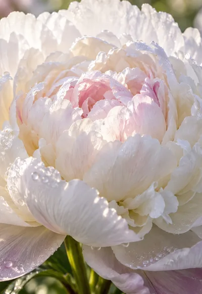 Dew-kissed petals unfold in pearly morning light.