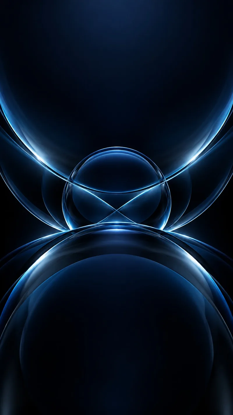 Blue glass curves emerge from the quiet of midnight. — iOS 27