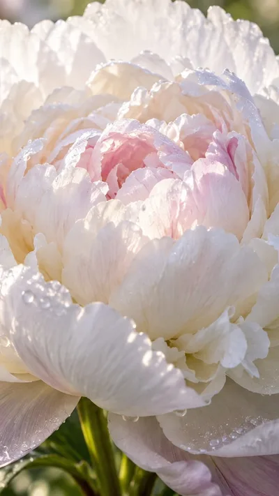 Dew-kissed petals unfold in pearly morning light.