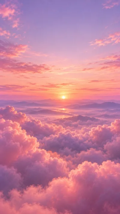 Rose clouds drift beneath a soft lavender sunrise.