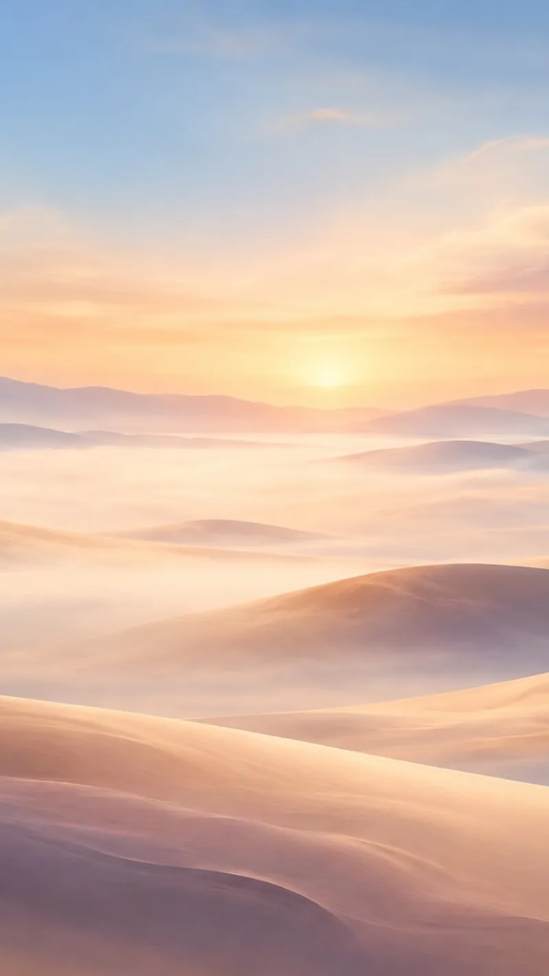 Sculpted dunes beneath an apricot sky. A moment of stillness. — iPhone 18