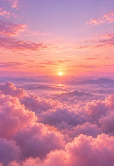 Rose clouds drift beneath a soft lavender sunrise.