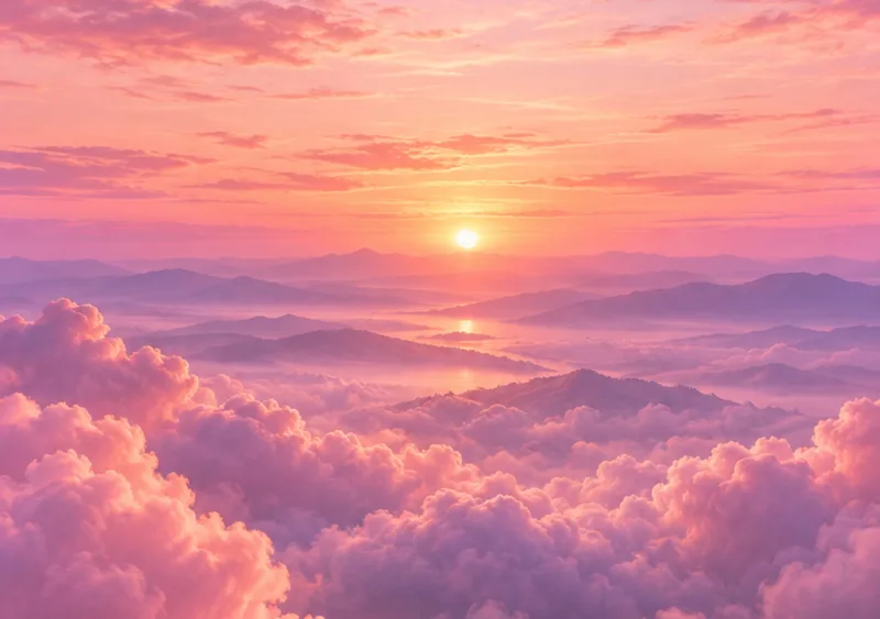 Rose clouds drift beneath a soft lavender sunrise. — Inner Display