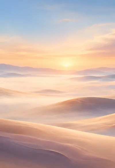 Sculpted dunes beneath an apricot sky. A moment of stillness.