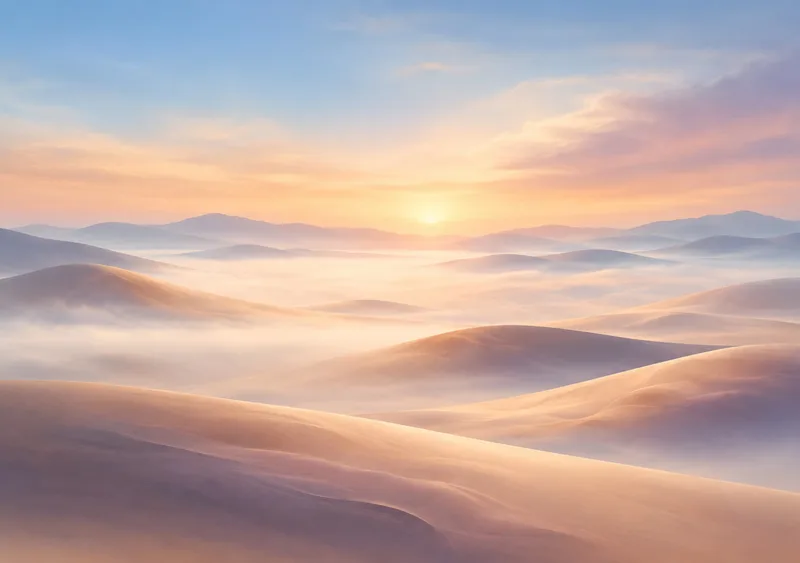 Sculpted dunes beneath an apricot sky. A moment of stillness. — Inner Display